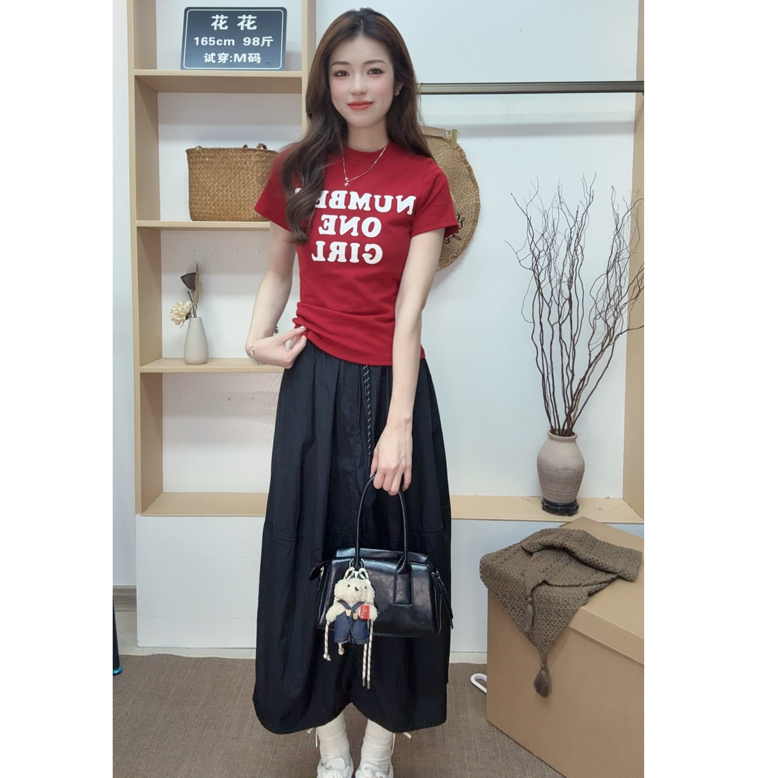 时尚套装百搭A字长裙休闲印花短袖短裙百褶宽松时尚