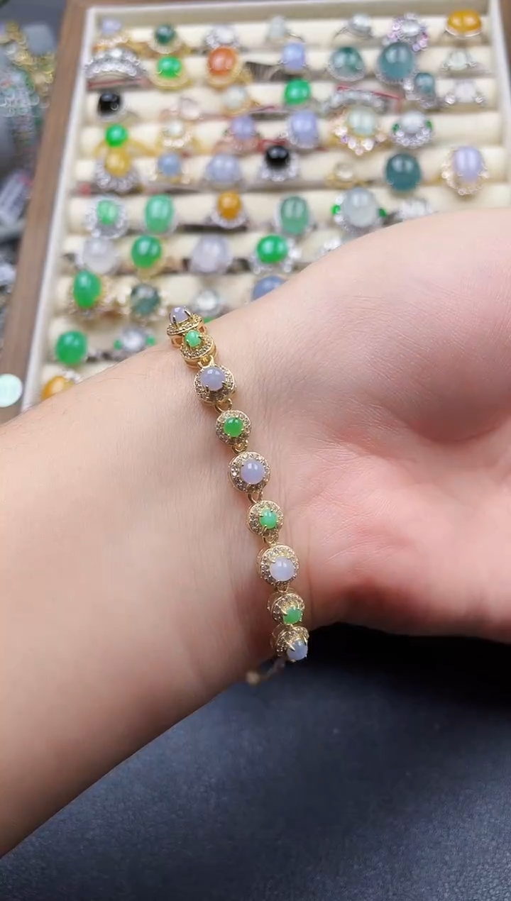 银S925镶嵌手链翡翠171