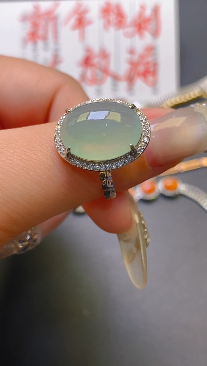 【闪购商品】翡翠耳饰银S925镶嵌天然A货翡翠1