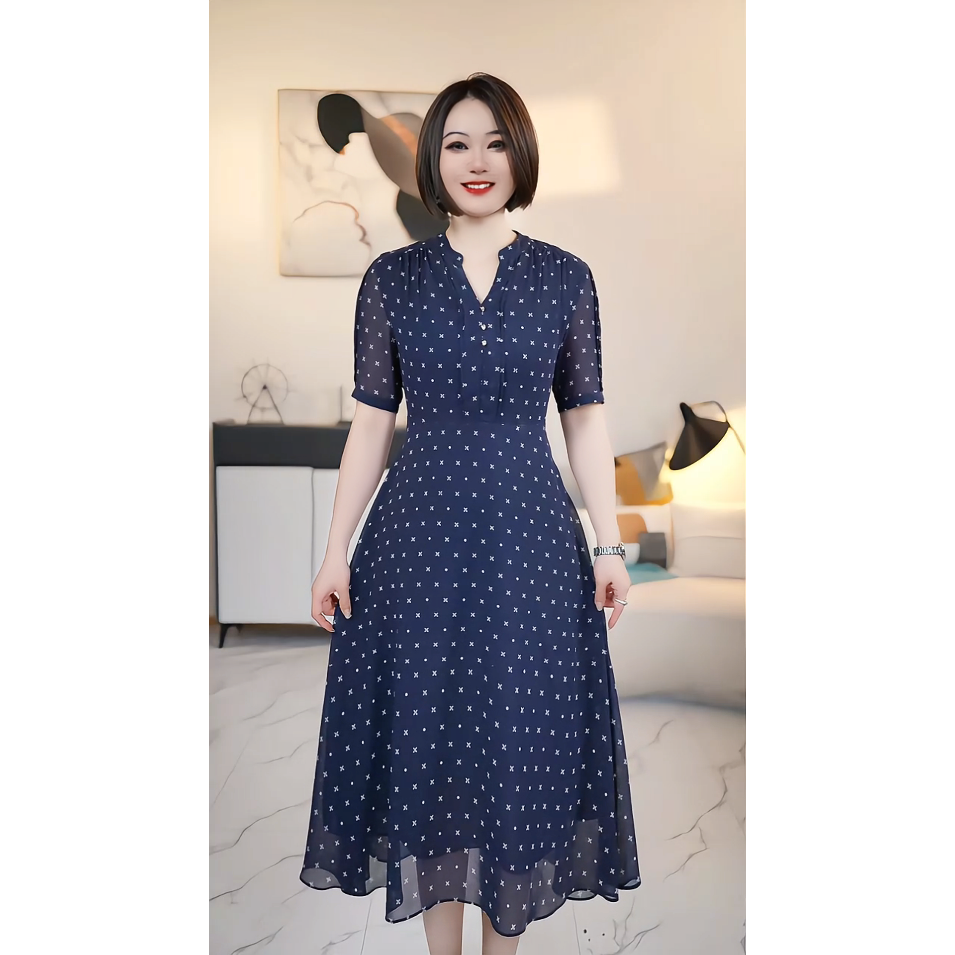 [娜S家]【深圳薇姐清仓】P高端大码原创遮肉显瘦连衣裙 P2081