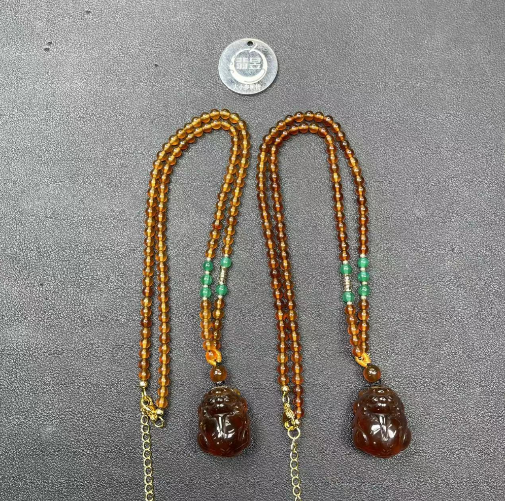 36051T17-4N15-琥珀吊坠珠链颈饰/约26*19*16*/-多样性发其一