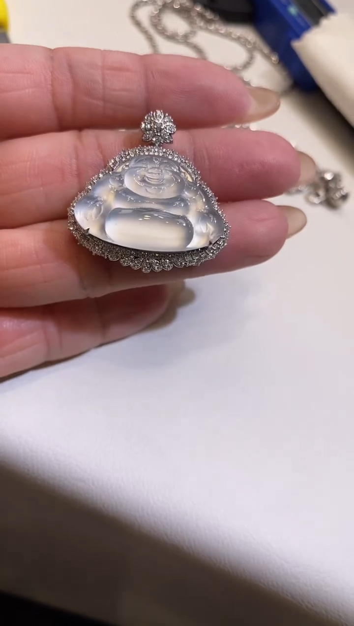 吊坠(不含链)18K金镶嵌翡翠佛公