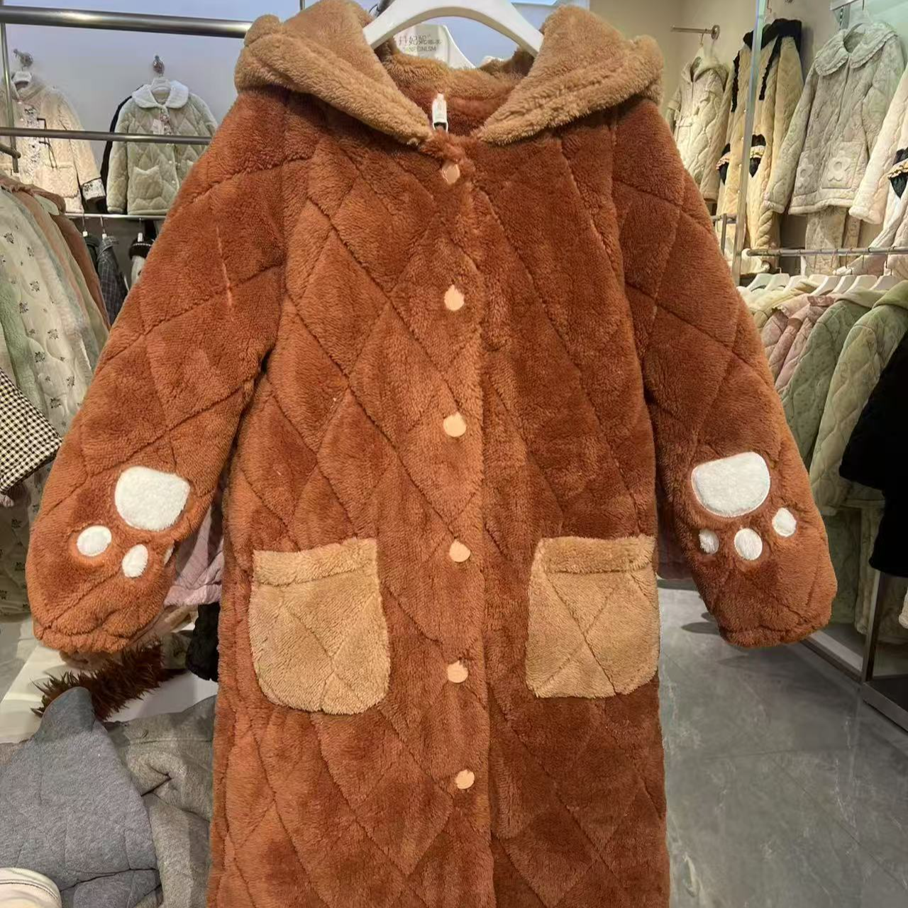二小姐捡漏同款【小浣熊】三层夹棉外穿套装棉服加厚特价处理睡衣