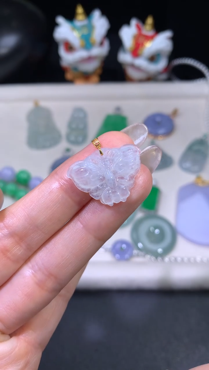 吊坠(不含链)18K金镶嵌翡翠翡翠