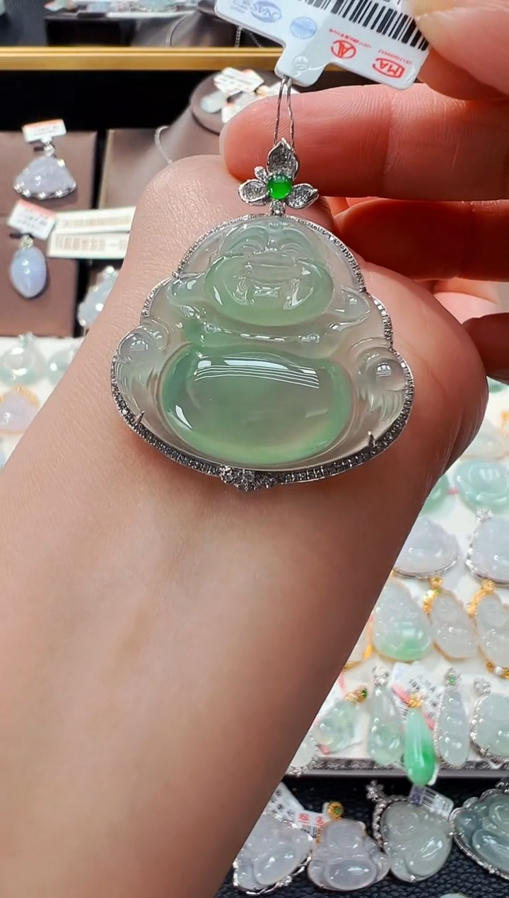 【闪购商品】翡翠吊坠(不含链)18K金镶嵌佛公吊坠960