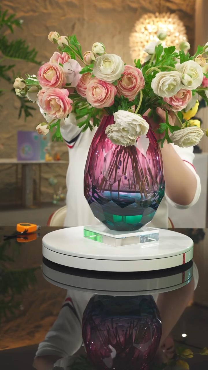 【闪购商品】瓷片金红蓝切面花瓶