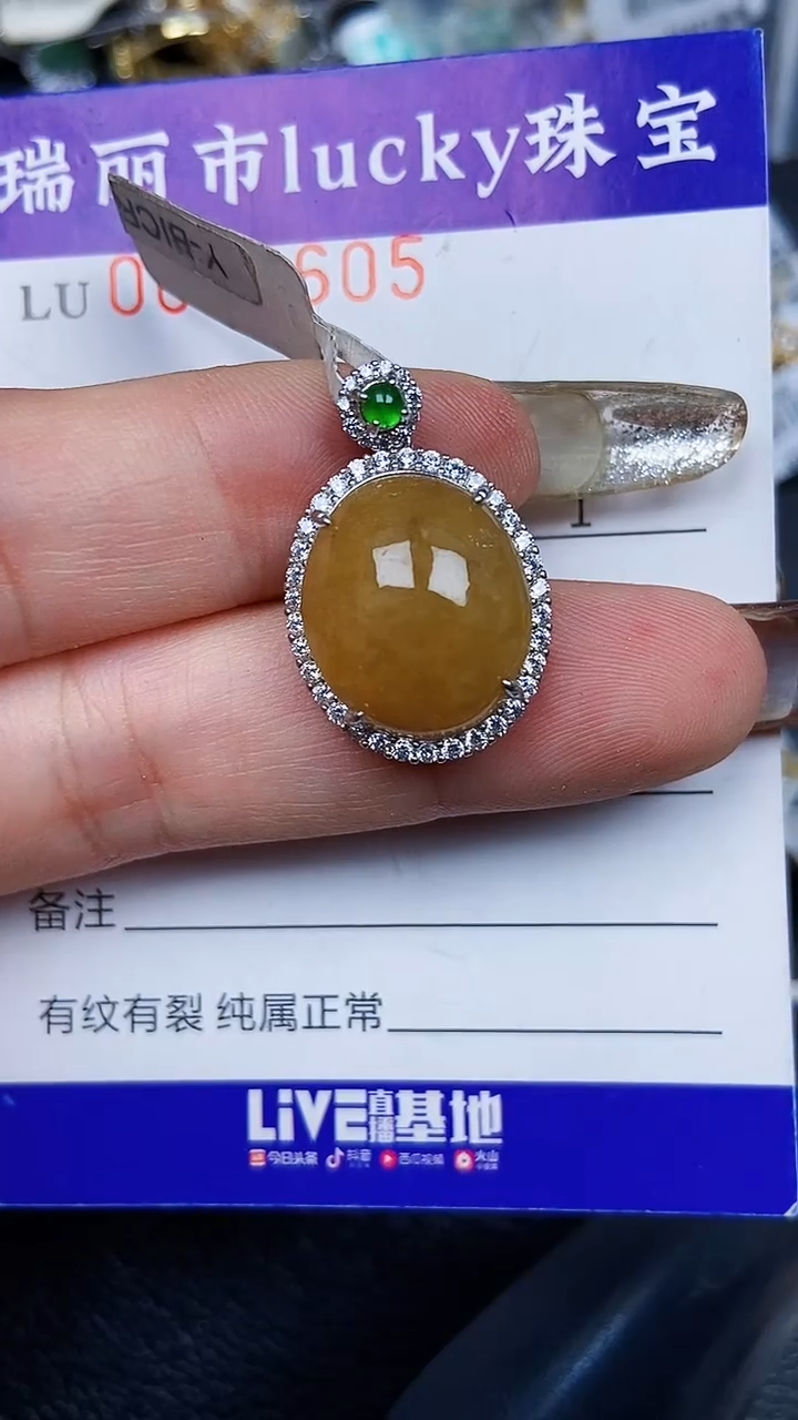 颈饰银S925镶嵌翡翠8605