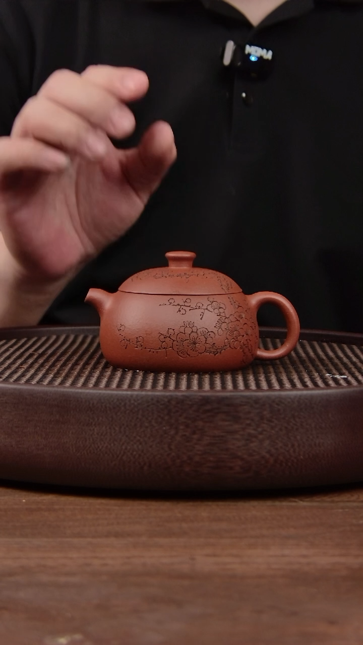 茶壶紫砂红清水飞鸿延年！！刻绘 梅花170CC