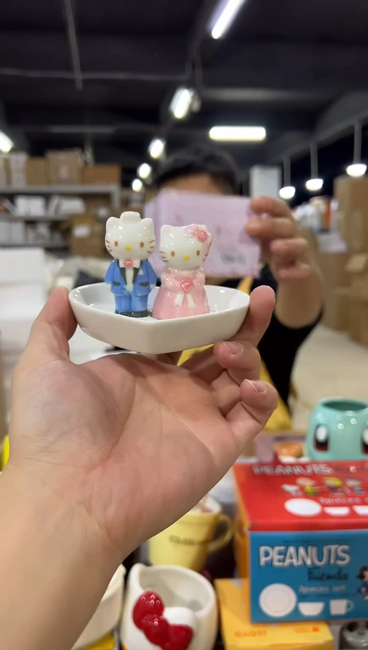 瓷片原盒kt猫结婚首饰盘