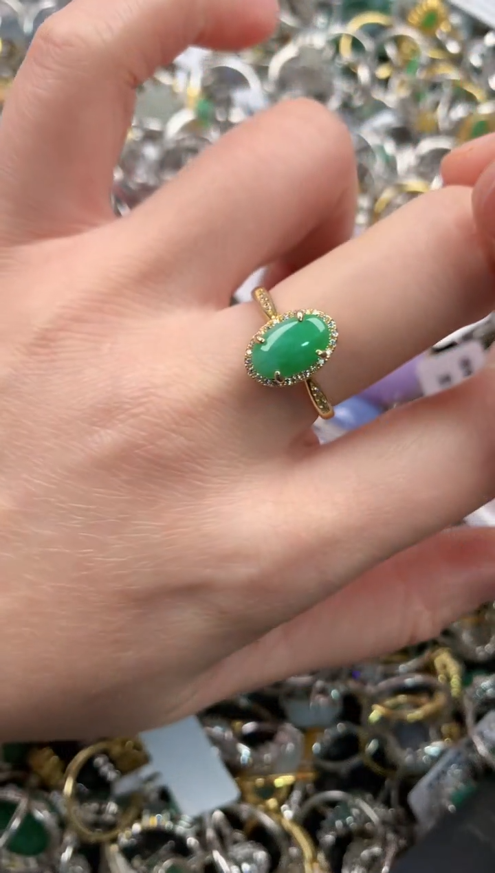 银S925镶嵌戒指翡翠555   3