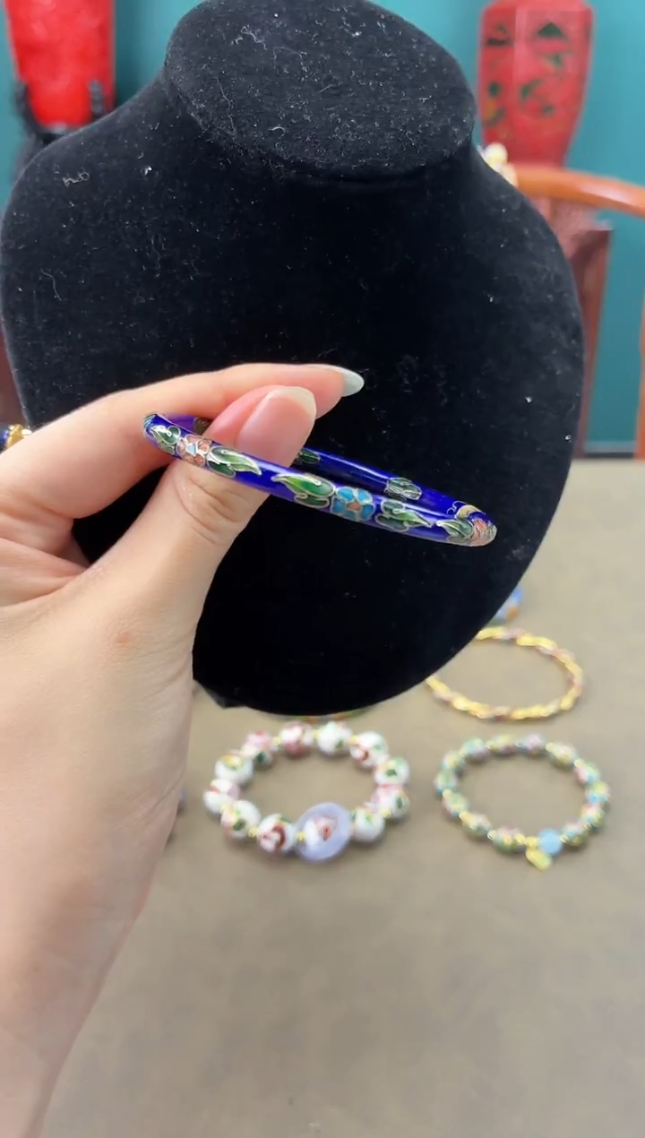 景泰蓝开口镯 52-58可戴 宝蓝