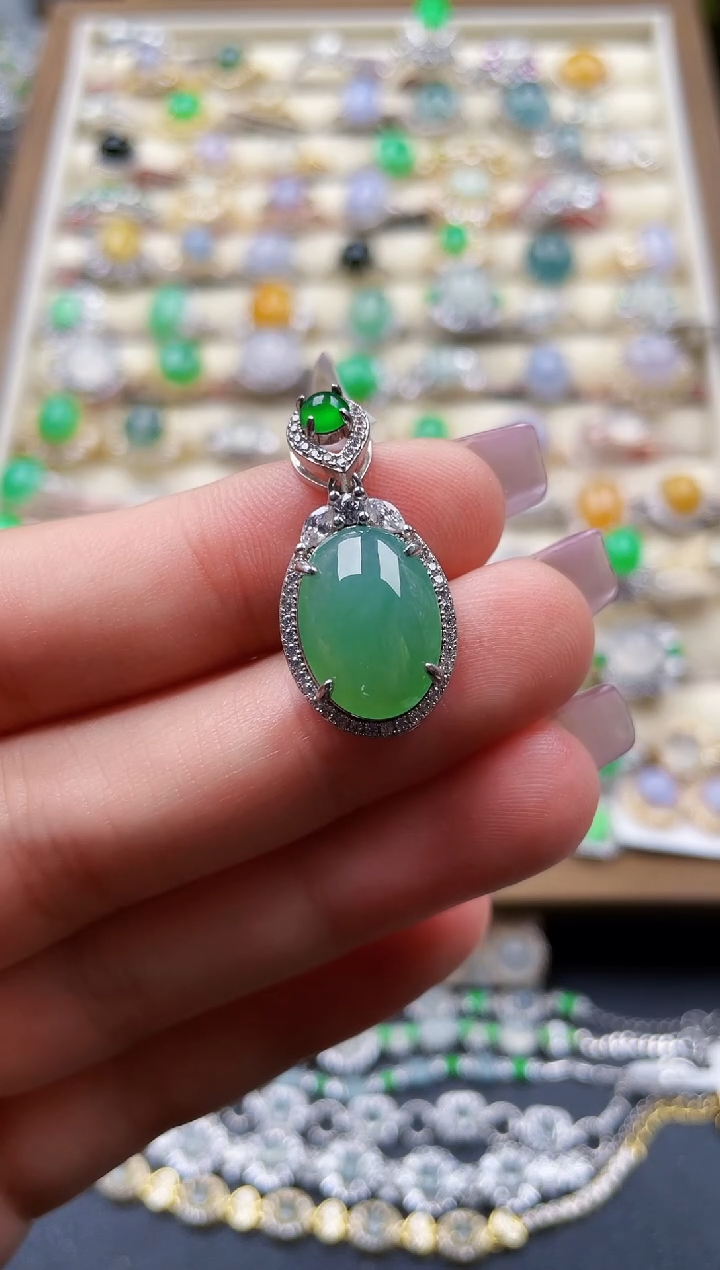 颈饰银S925镶嵌翡翠125