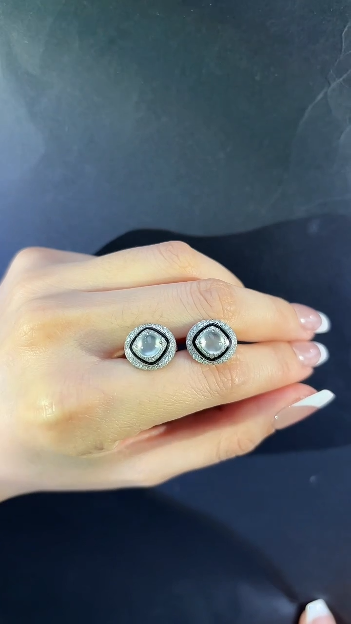 【闪购商品】翡翠耳饰18K金镶嵌翡翠蛋面耳饰多人不退不换