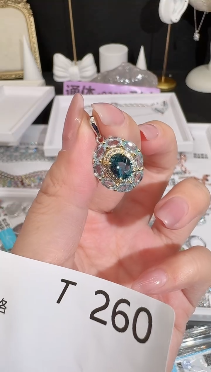 吊坠(不含链)托帕石银S925镶嵌多样性发一T260