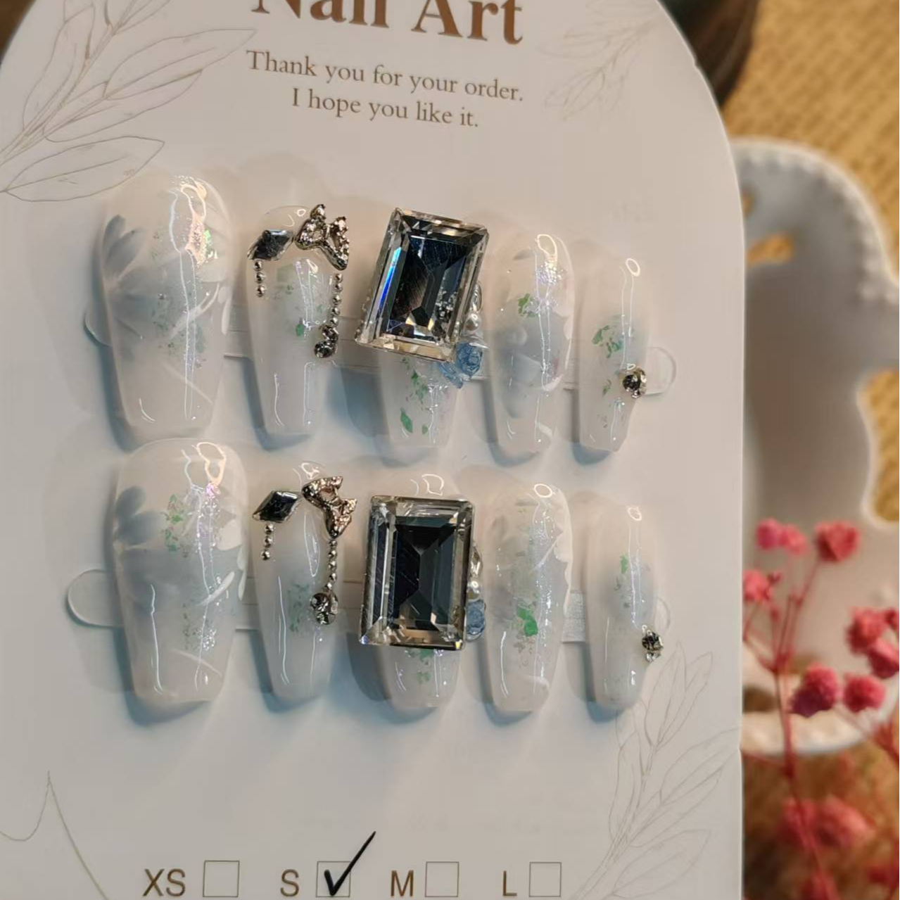 【全疆包邮017】高级纯欲纯手工穿戴甲ins风穿戴式可爱中长款