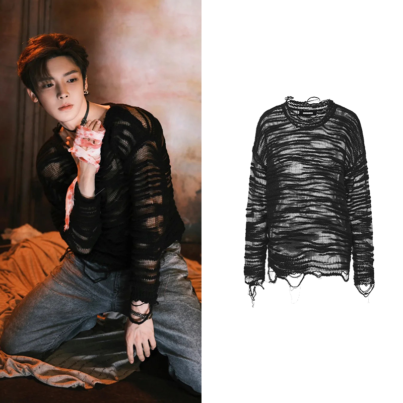 河岸家买手店SENSEAWEEK【侯明昊】宽松肌理竹节毛须针织衫女25秋冬