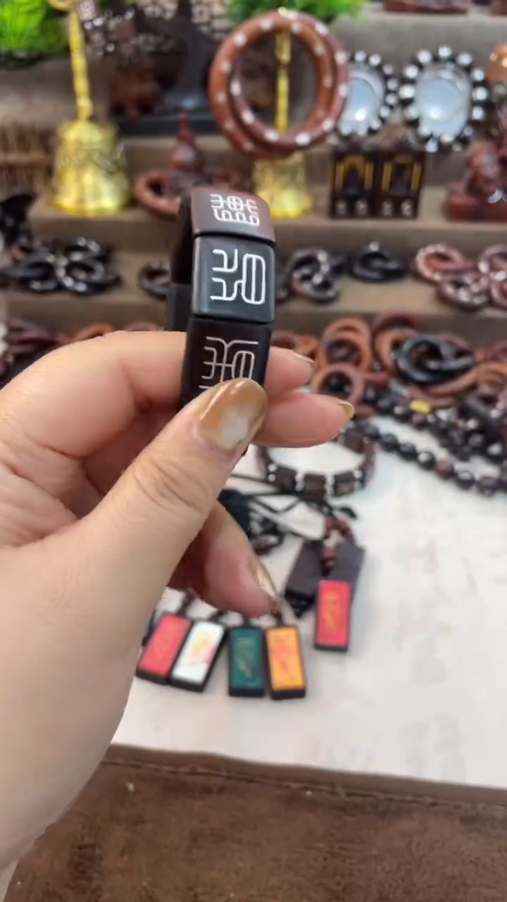 木矫****货枣木玉化镶银九字真言手牌不加银豆