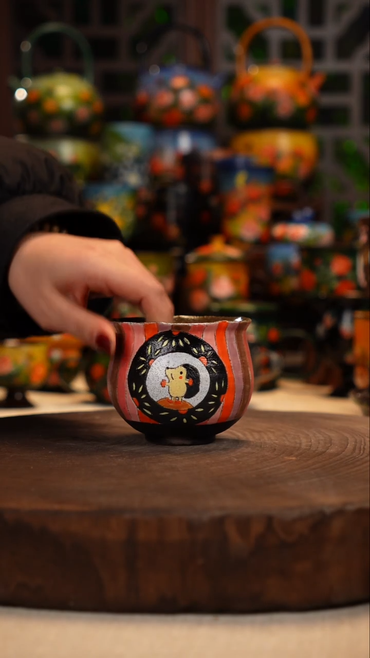 紫砂油画手绘釉下彩