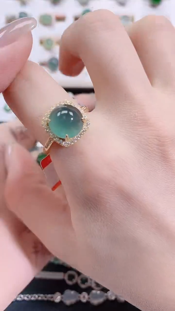 银S925镶嵌戒指翡翠天然翡翠