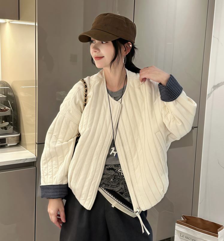 新款小香风加厚加棉棉衣棉服宽松显瘦百搭时尚休闲女士