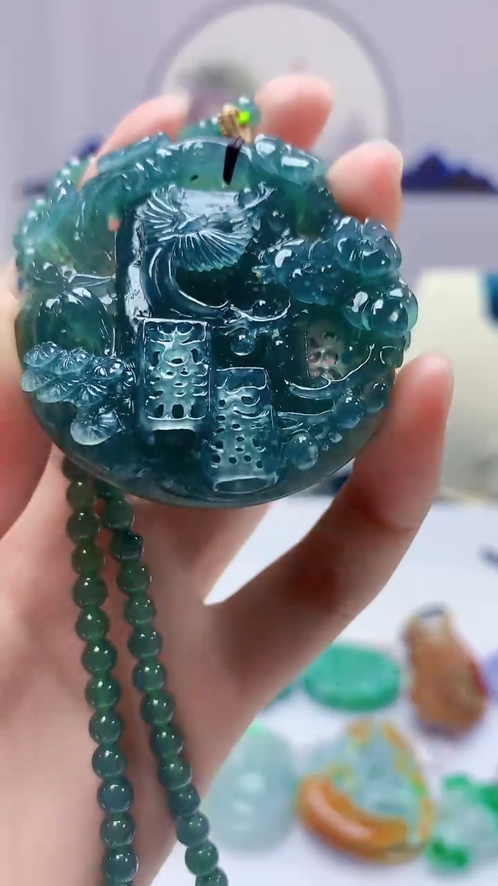 定制翡翠未镶嵌5060zm-毛货挂件花鸟184