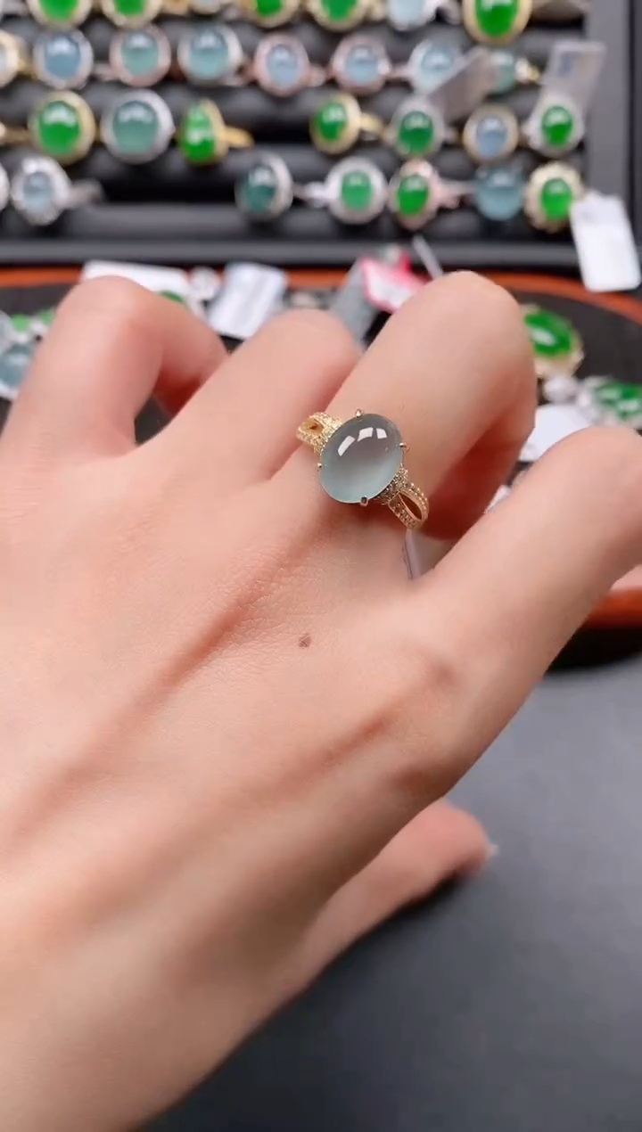 银S925镶嵌戒指翡翠111