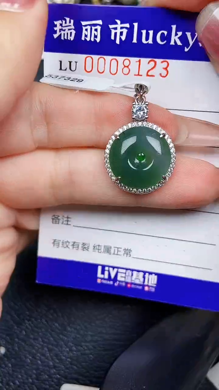颈饰银S925镶嵌翡翠8123