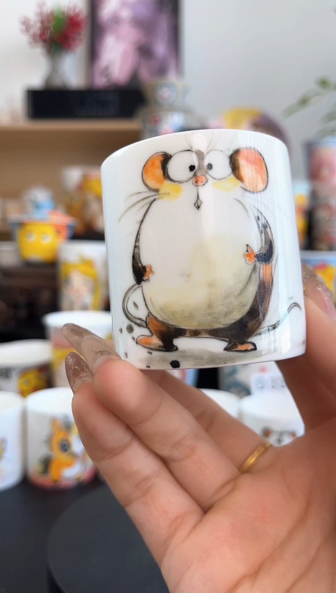 【闪购商品】摆件手工手绘陶瓷小杯杯