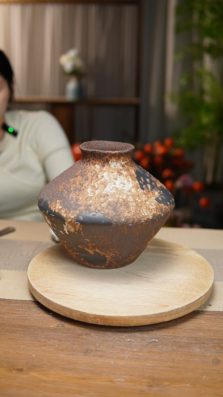 【闪购商品】陶瓷  花器诧寂棕飞碟 