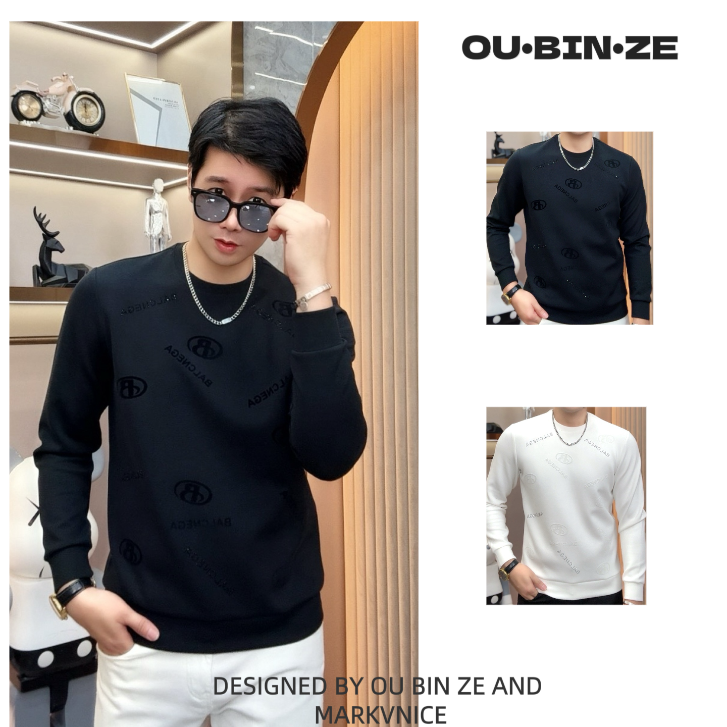 新 欧彬泽【超凡】欧货长袖卫衣秋冬男装圆领休闲时尚百搭5113