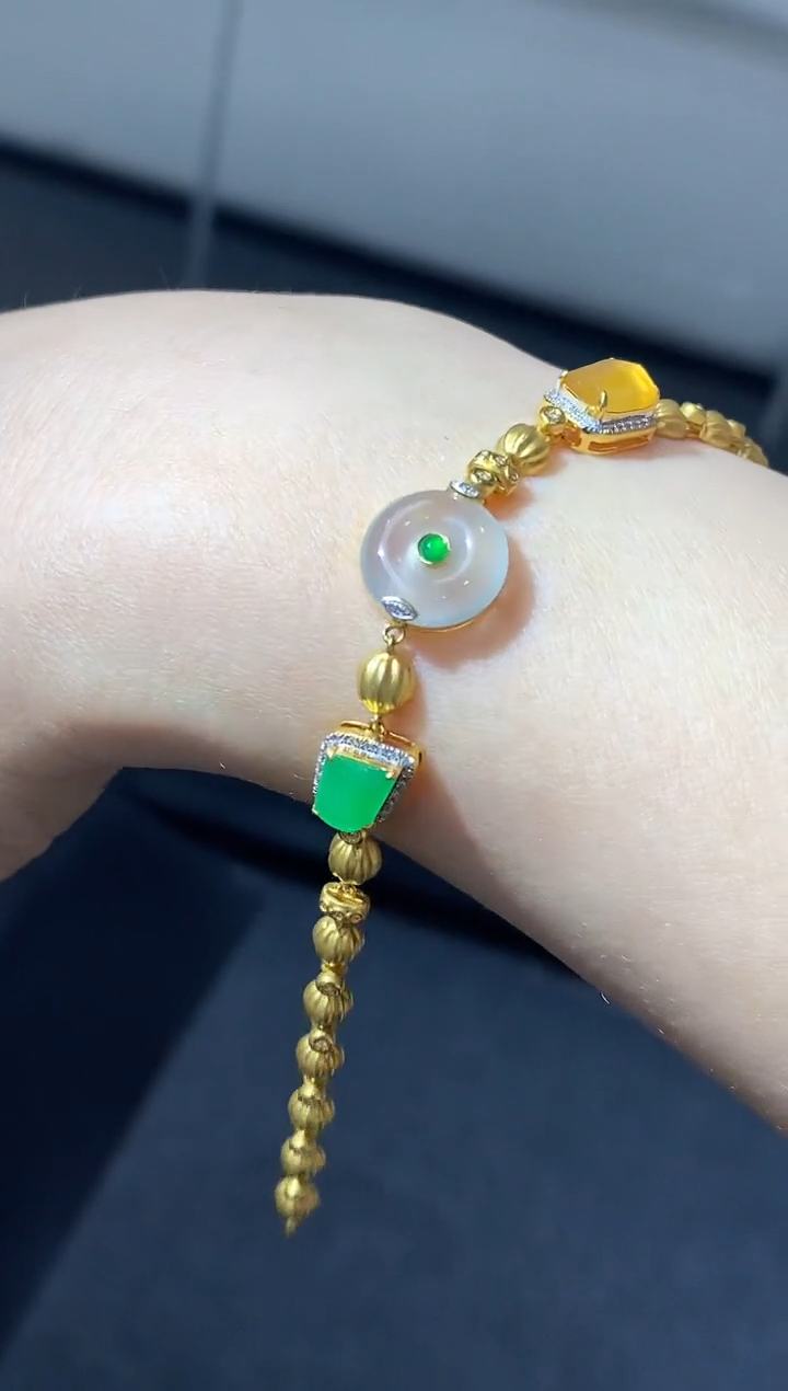 18K金镶嵌手链翡翠601-中国好珍宝