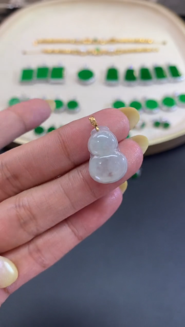 翡翠18K金镶嵌吊坠(不含链)W50|多样性发货一件168