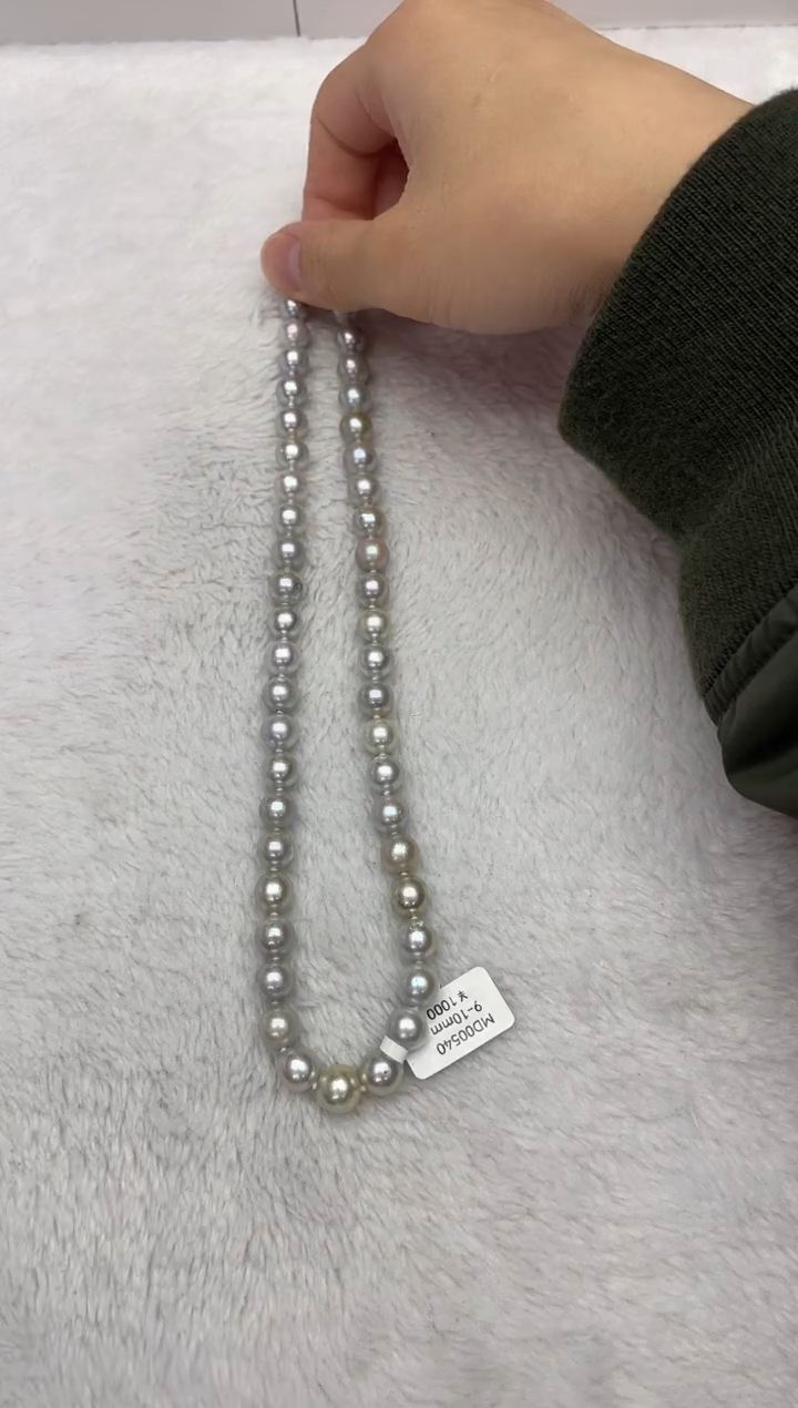【闪购商品】海水珍珠项链银S925镶嵌AK真多麻9-10mm（多样性发一）