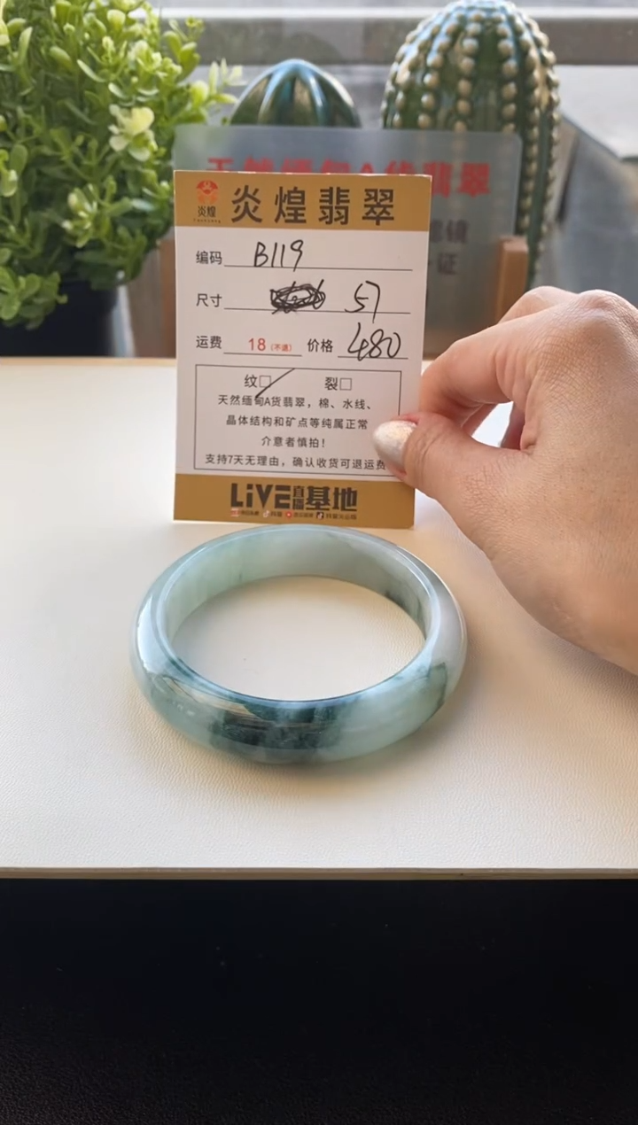 未镶嵌手镯翡翠圈口57编码B119
