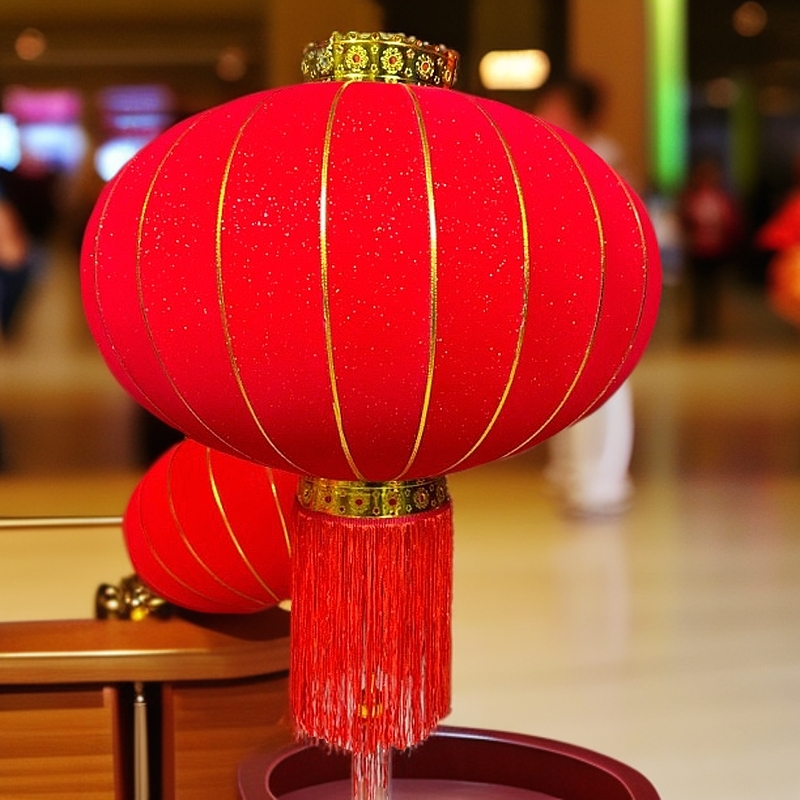 【短杆子】【满天星爆闪】加厚加密植绒大门阳台新年新春节日大红灯笼