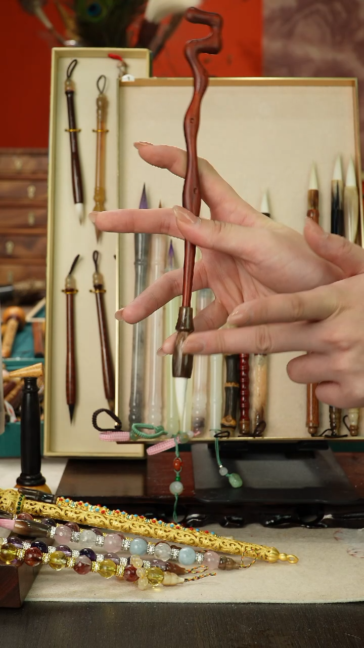 34号闪孤品高货毛笔链接 清水试笔 蘸墨不退