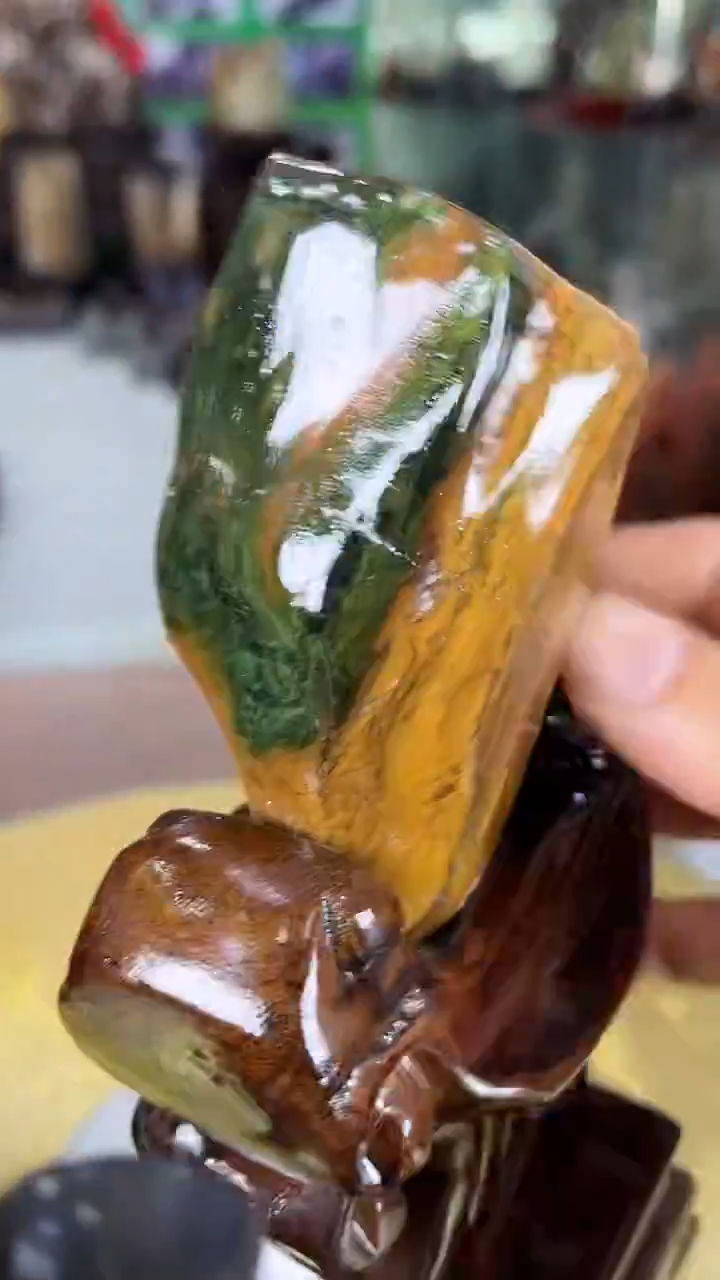 缅甸天然树化玉摆件