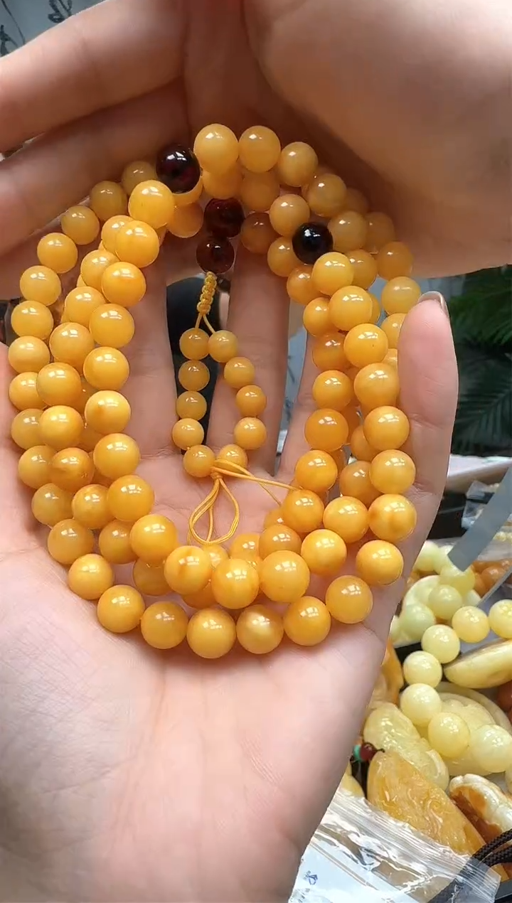 【闪购商品】琥珀裸石未镶嵌108项链