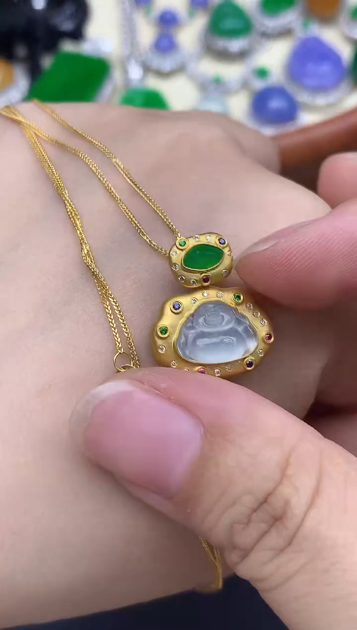 颈饰18K金镶嵌翡翠570-中国好珍宝