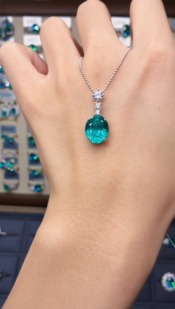 无925银 无品牌 925银 轻奢女神款帕拉伊巴色系