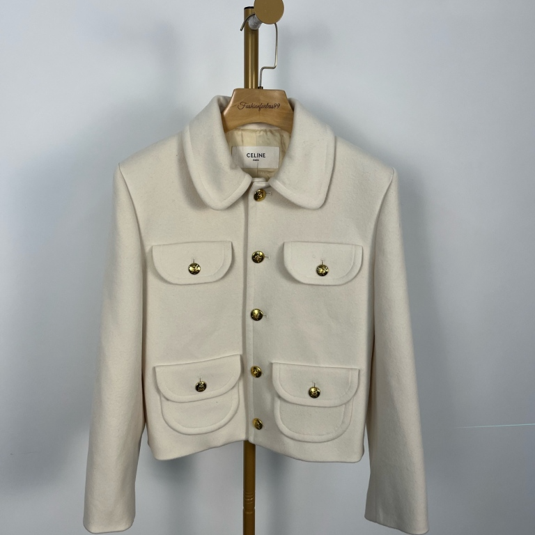 99新 Celine/思琳 白色单排扣翻领外套 38 11400097