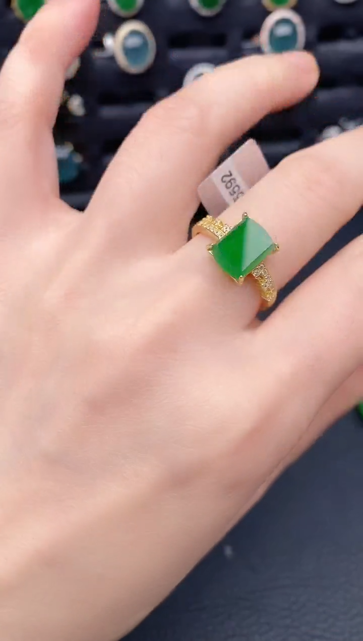 银S925镶嵌戒指翡翠天然a货翡翠94