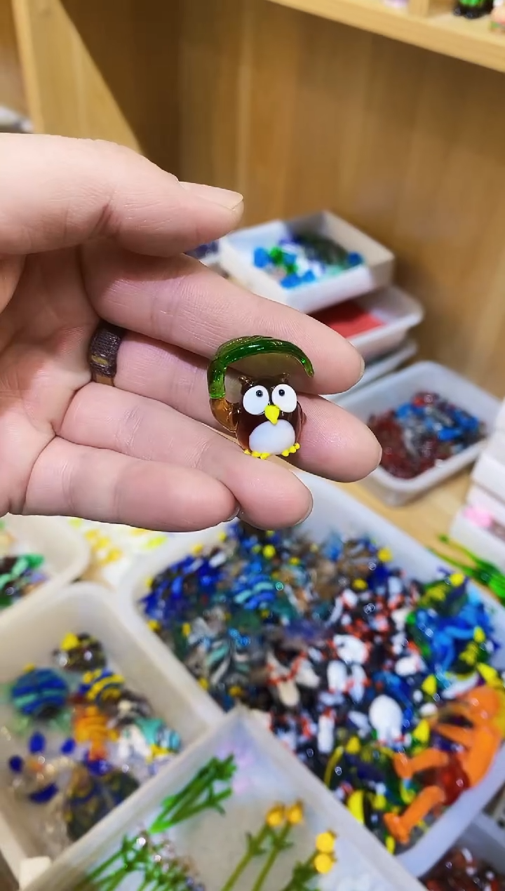 【闪购商品】琉璃手工艺品叶子猫头鹰