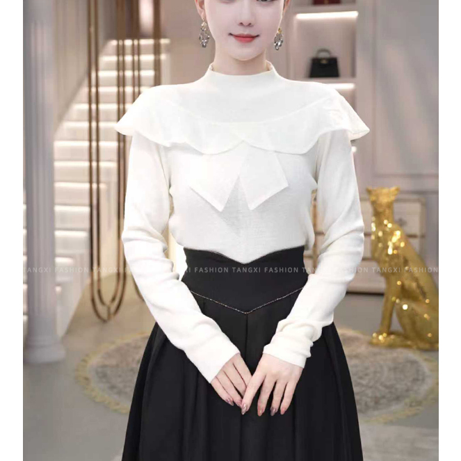 2025秋冬新款【JR-08】含绵羊毛老钱风可外穿精致打底针织衫上衣女