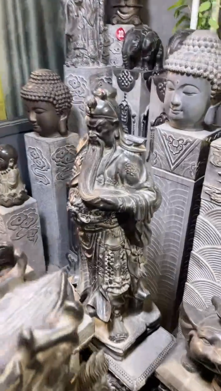 【闪购商品】80关公+60琴棋书画墩天然青石雕刻