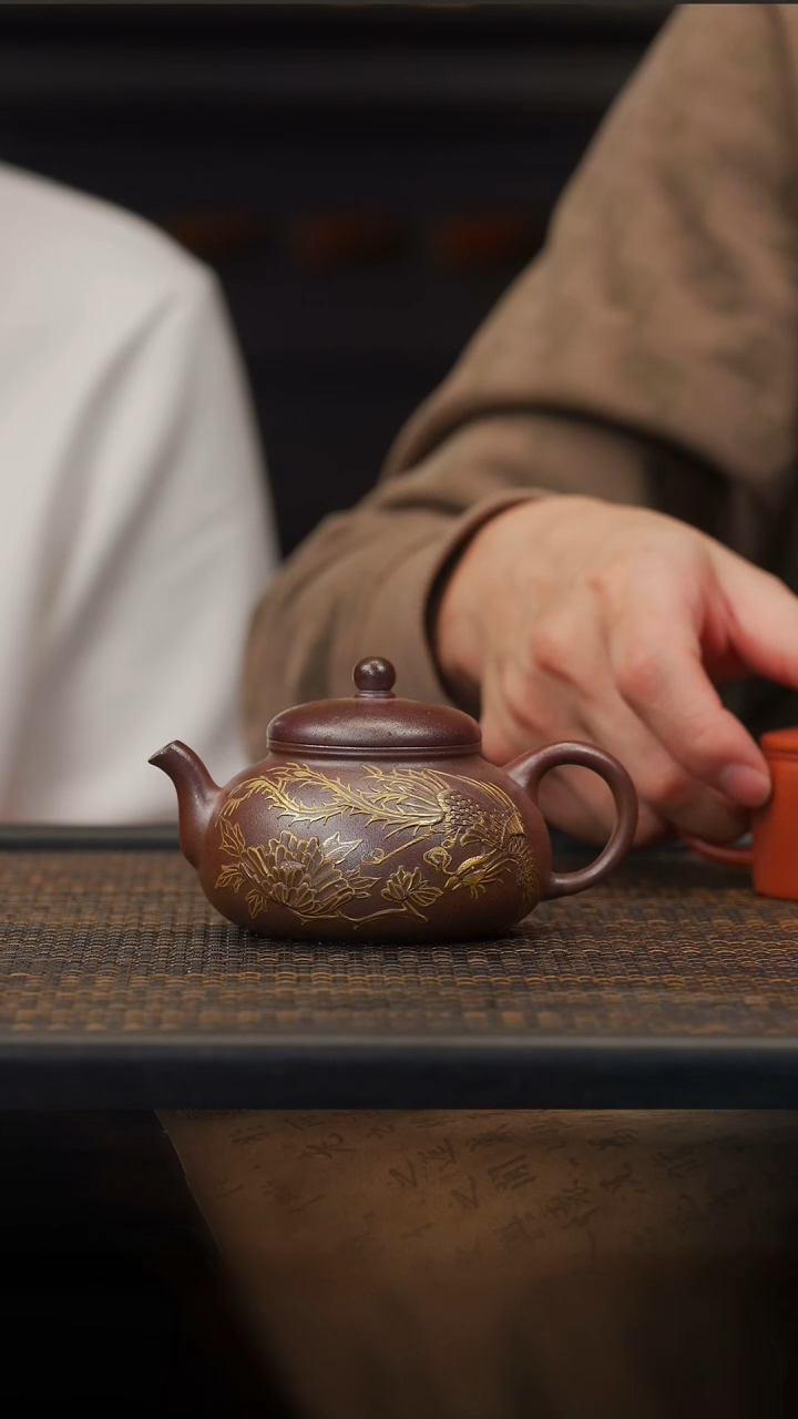 【闪购商品】紫砂茶壶35空山造器WT  凤凰牡丹/胭脂烧