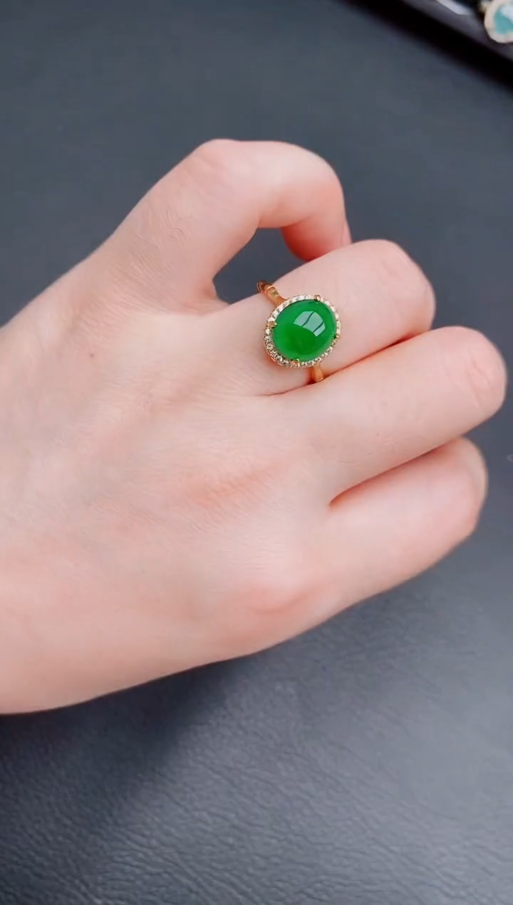 【闪购商品】翡翠戒指银S925镶嵌天然a货翡翠77