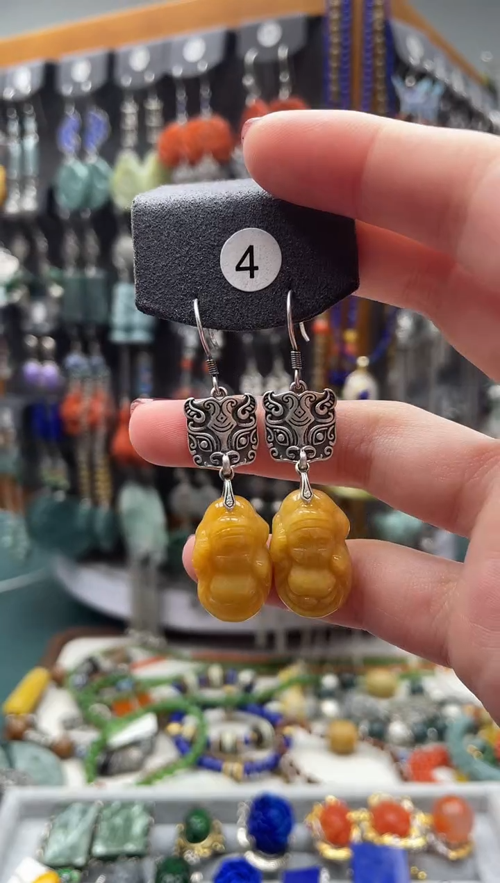 【闪购商品】翡翠耳饰银S925镶嵌饰品