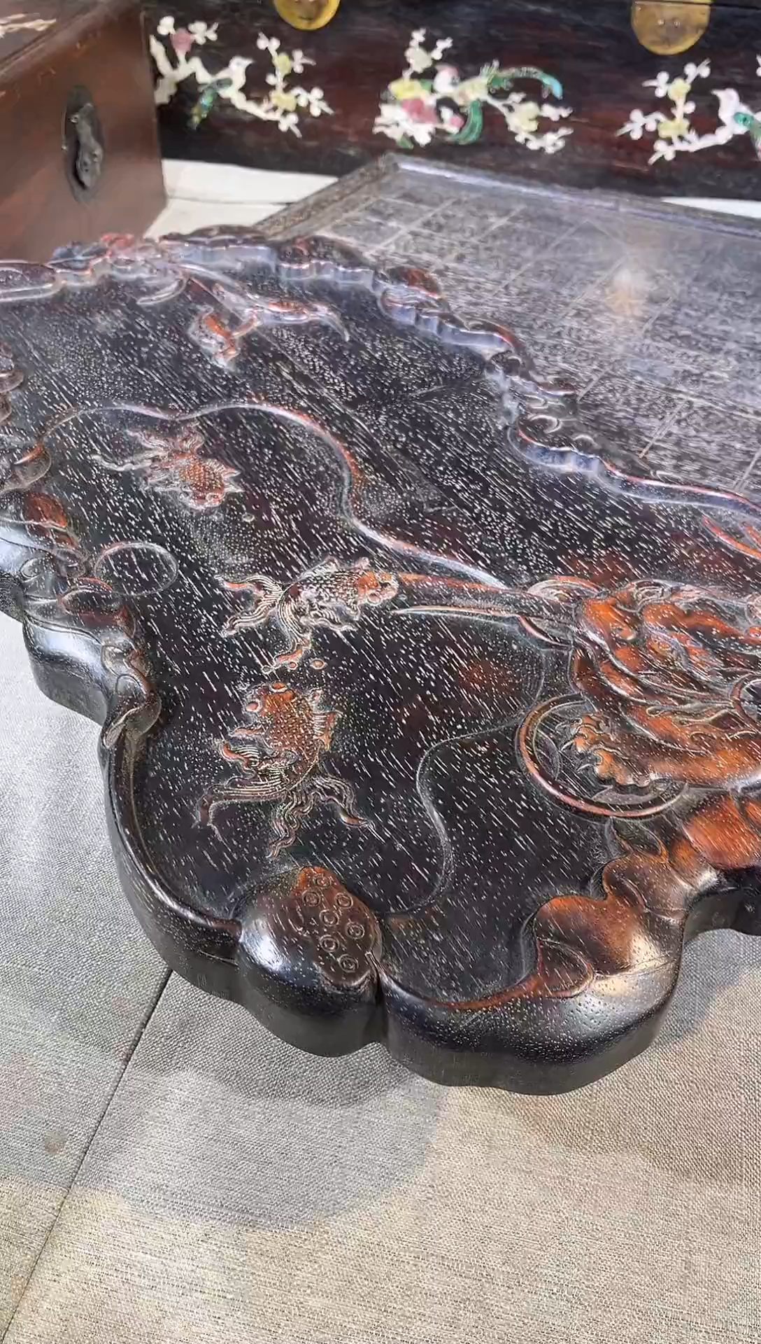 木悟紫檀带抽屉棋盘