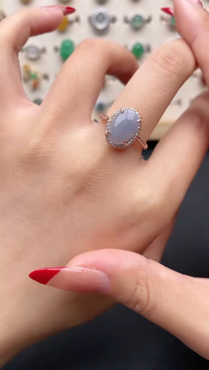 【闪购商品】翡翠戒指银S925镶嵌一物一证一礼盒